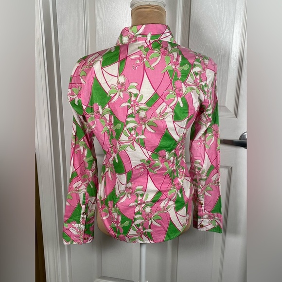 Lilly Pulitzer Floral Pink 🌸 and Green Women's Top Size 4 - Picture 6 of 8